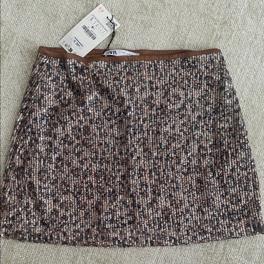Zara Cheetah Sequin Mini Skirt